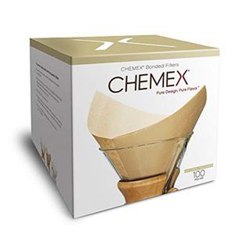 One box of Chemex Pre-folded Square Filters - 100 pack comes in natural color.