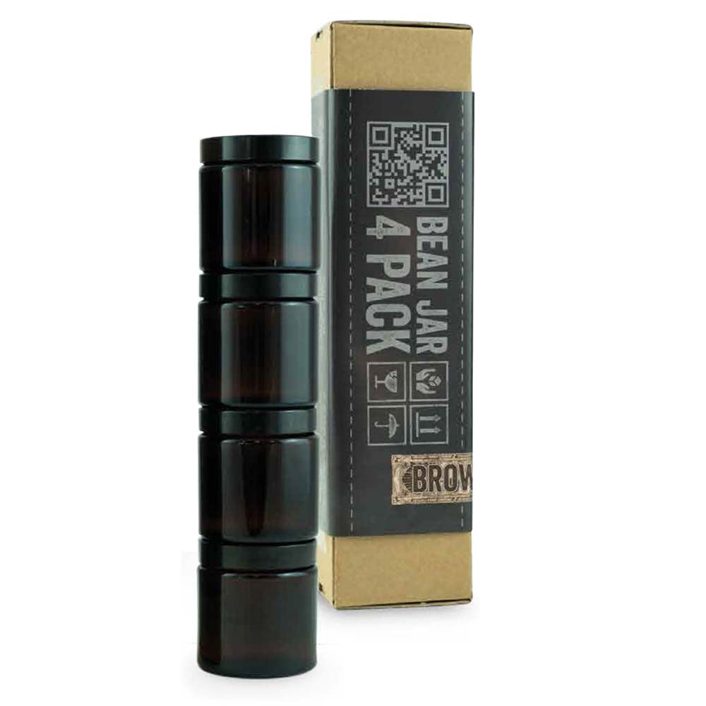 Replacement glass jars Brown 4 pack for the Comandante Nitro Blade Grinder. Holds approximately 40g.