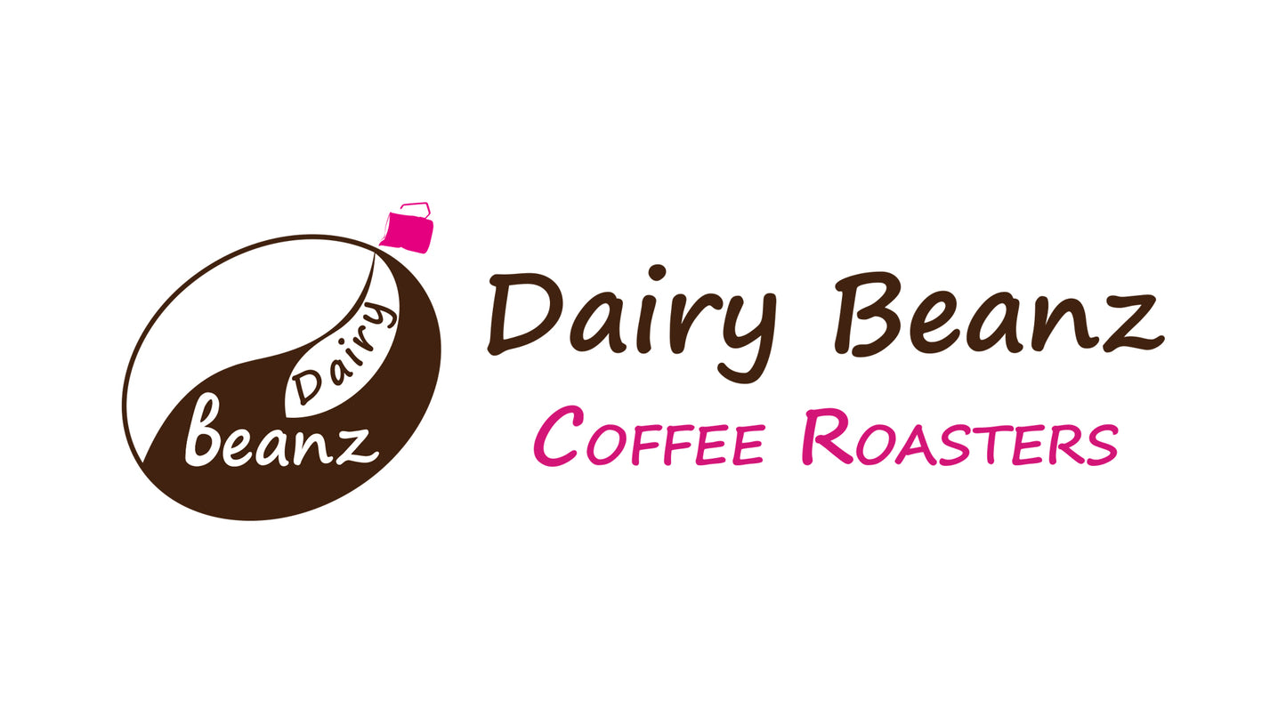 Dairy Beanz logo with "Dairy Beanz Coffee Roasters" text, used as the 'Buy a Wholesale Sample' image.