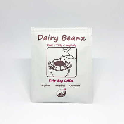 The front view of a single pack of Beanz Drip disposable drip bag coffee.