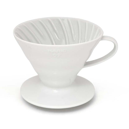 V60 Hario white ceramic dripper.  It's exquisite in its design.