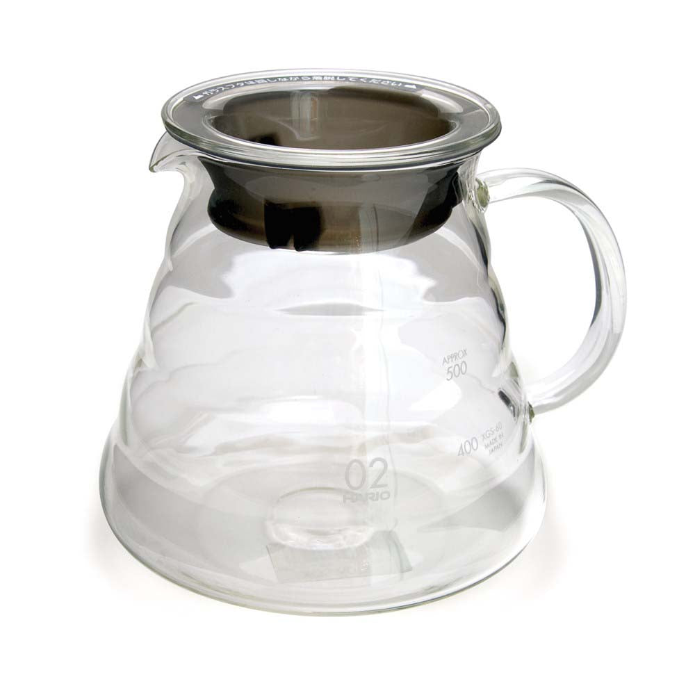 The Hario V60 02 Glass Server - Clear, beautifully beehive-shaped server is made of heat resistant glass making it the perfect server for freshly brewed hot coffee.