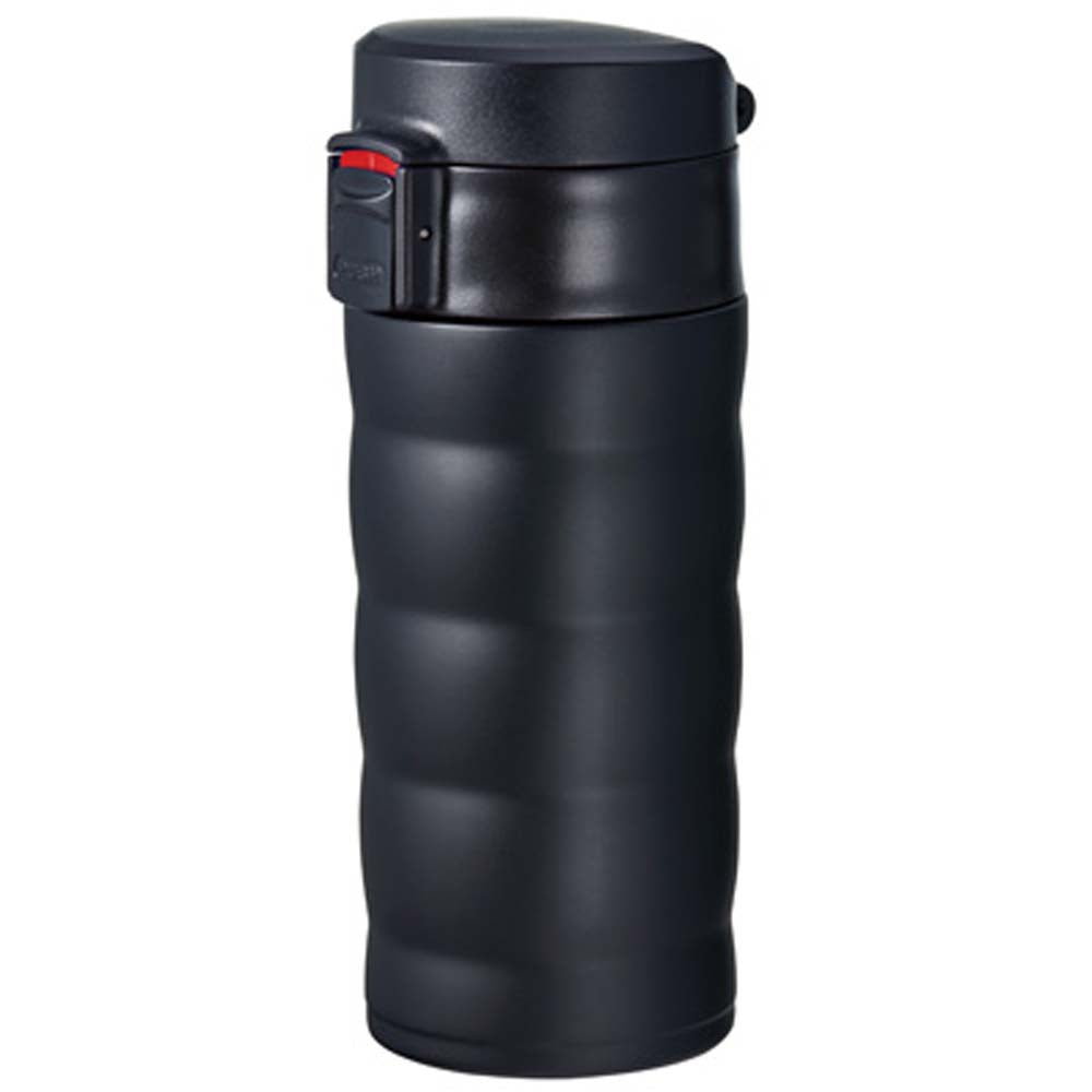 The double-walled insulation of the Hario V60 Soto Travel Mug showing in black color.