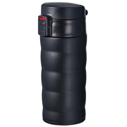 The double-walled insulation of the Hario V60 Soto Travel Mug showing in black color.