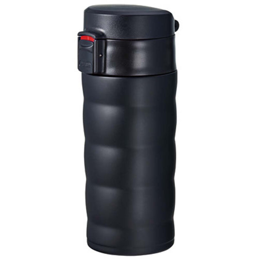 The double-walled insulation of the Hario V60 Soto Travel Mug showing in black color.